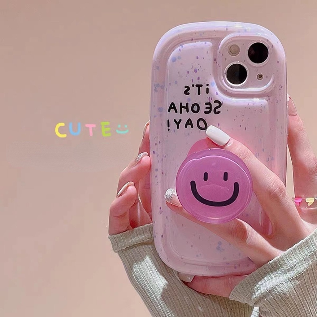 Ốp Điện Thoại Có Giá Đỡ Hình Mặt Cười Cho iPhone 12 13 11 Pro Max X Xs Max Xr