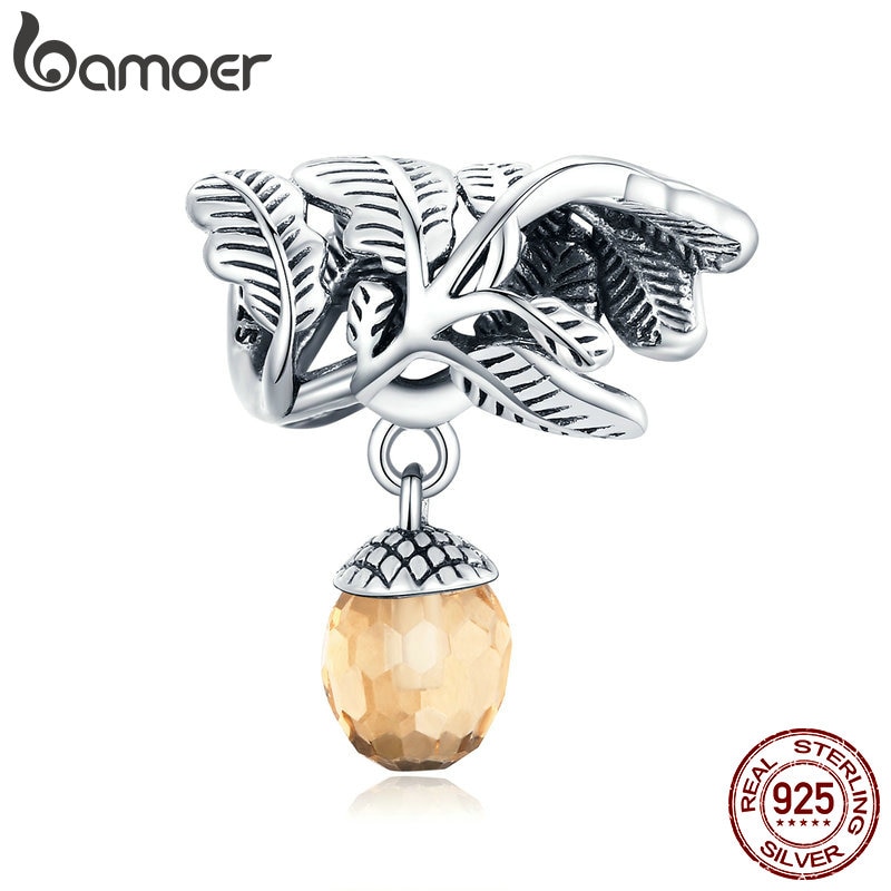 Charm bạc sterling 925 Bamoer BSC336 chính hãng hình quả thông may mắn CZ DIY
