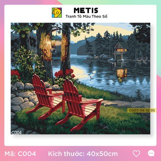 Tranh tô màu số hoá METIS Tranh phong cảnh bờ hồ đẹp C004
