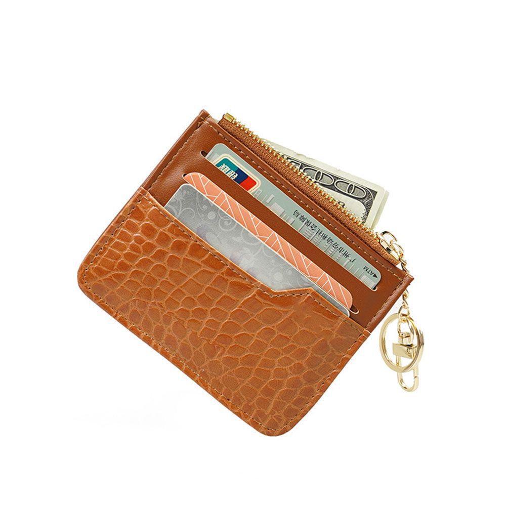 Ví Da PU Mini Có Nhiều Ngăn Đựng Thẻ Và Khóa Kéo Dành Cho Nam Nữ