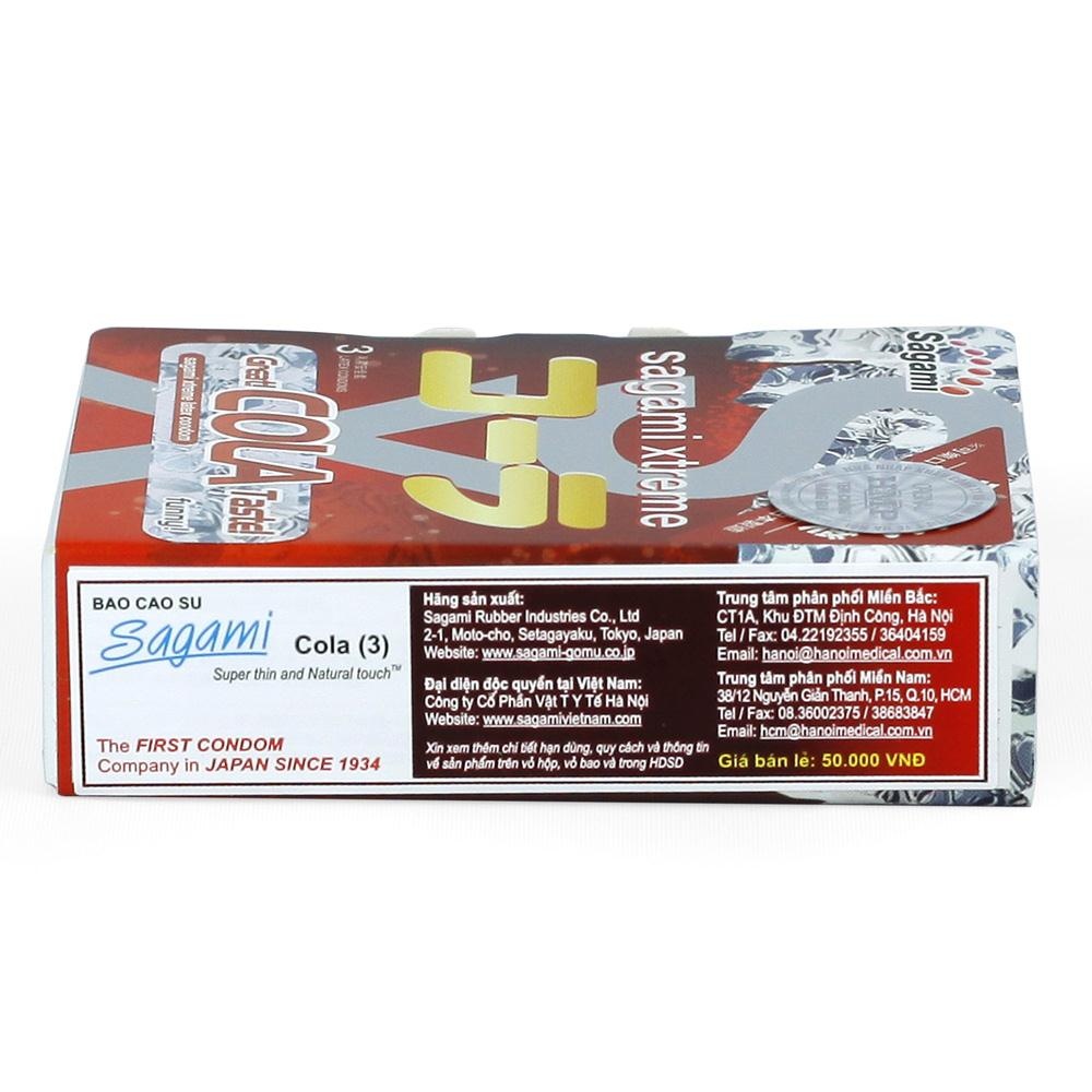 Bao Cao Su Siêu Mỏng Hương Cola Sagami Xtreme - Xuất Xứ Nhât Bản - Hộp 3 Bao