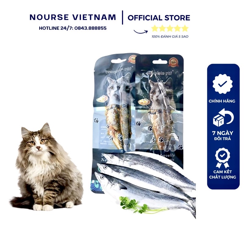 Cá thu cho mèo cá hấp nguyên con đồ ăn vặt cho mèo tăng cân NourseVietnam AV03