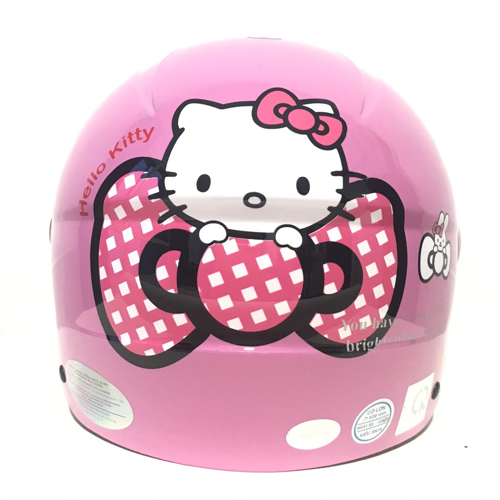 Mũ bảo hiểm trẻ em Kitty - Công chúa - siêu dễ thương - Dành cho bé từ 6 đến 10 tuổi - BKtec - Bk14 - Vòng đầu 52-55cm