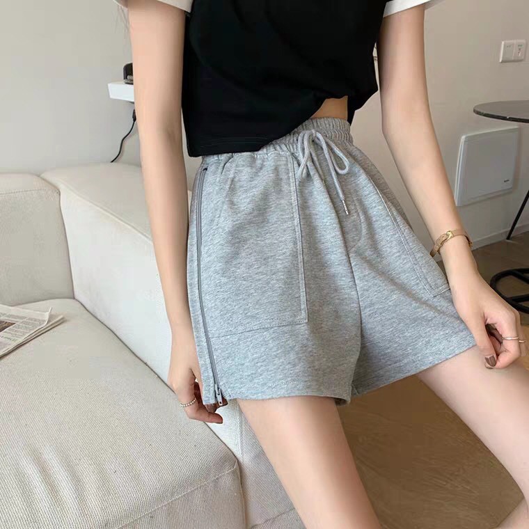 QUẦN SHORT PHỐI KHOÁ HÔNG KÉO XẺ TÀ NĂNG ĐỘNG CHO NỮ - QUẦN ĐÙI XẺ KHOÁ ĐEN TÍM TRẮNG XÁM ULZZANG