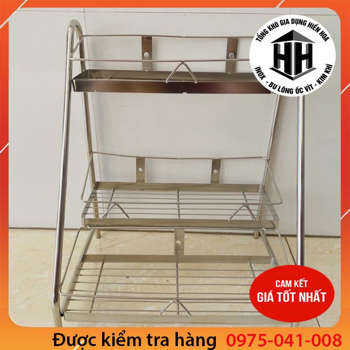 [Rẻ vô địch] Kệ gia vị inox 3 tầng cầu thang có thể treo tường hoặc để bàn