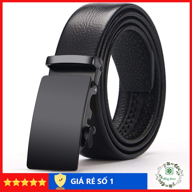 Thắt Lưng Nam Khóa Tự Động, Dây thắt Lưng Da Nam Cao Cấp Mặt Đen Trơn Sang Trọng TLĐT1
