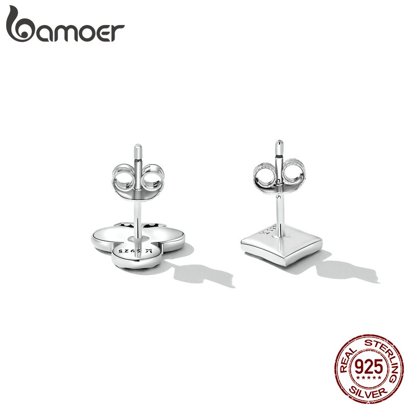 Bông tai BAMOER SCE1457 bạc 925 hình lá bài poker thời trang unisex