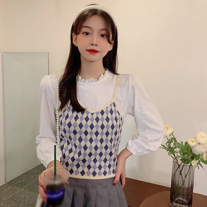 Áo croptop dệt kim sát nách cổ chữ V form ôm phong cách quyến rũ cho nữ