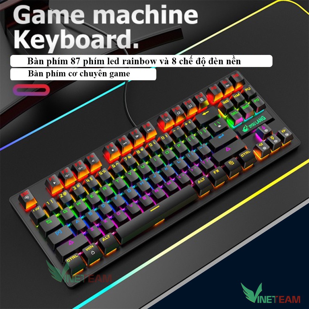Bàn Phím Cơ Máy Tính  ZIYOULANG K2 87 Phím  Led RGB 10 Chế Độ Khác Nhau, Chơi Game  Cực Đã Xgamingstore -dc4371