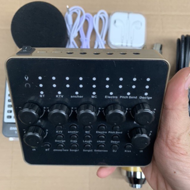 Bộ Combo thu âm livestream karaoke Míc AT350+Sound card V10 tặng kèm tai nhét bh 6 tháng