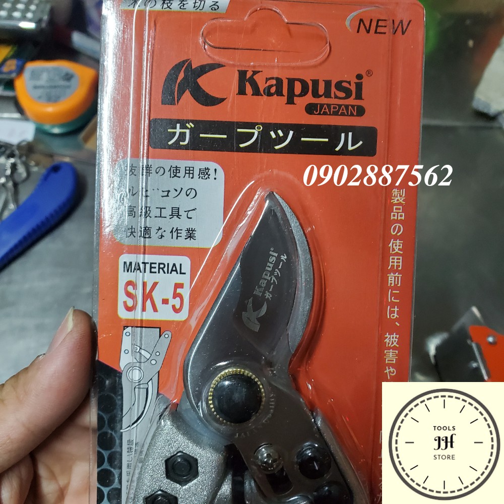 kéo cắt cành cây cao cấp KAPUSI JAPAN thép chuẩn SK5 xịn (cán đỏ đen)
