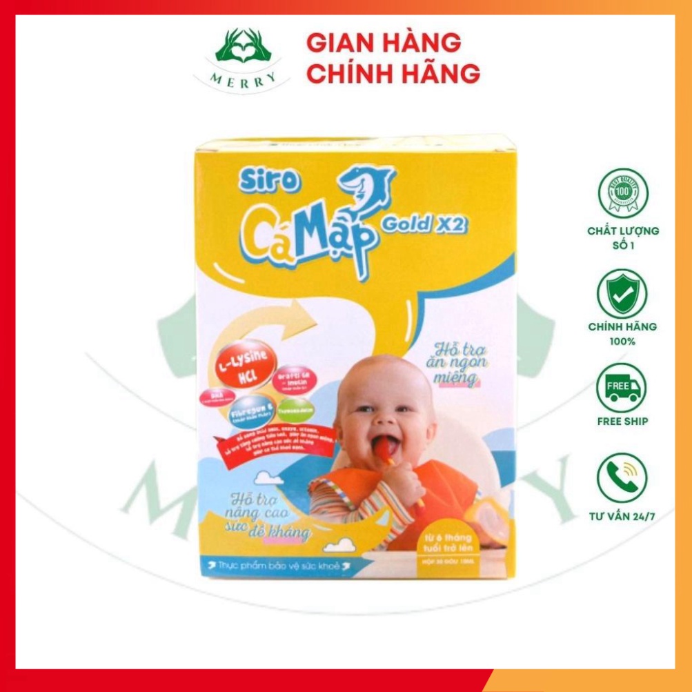 Siro Cá Mập Gold X2 Chính Hãng Mẫu Mới Siro Ăn Ngon -Tăng Cân - Hộp 30 Gói