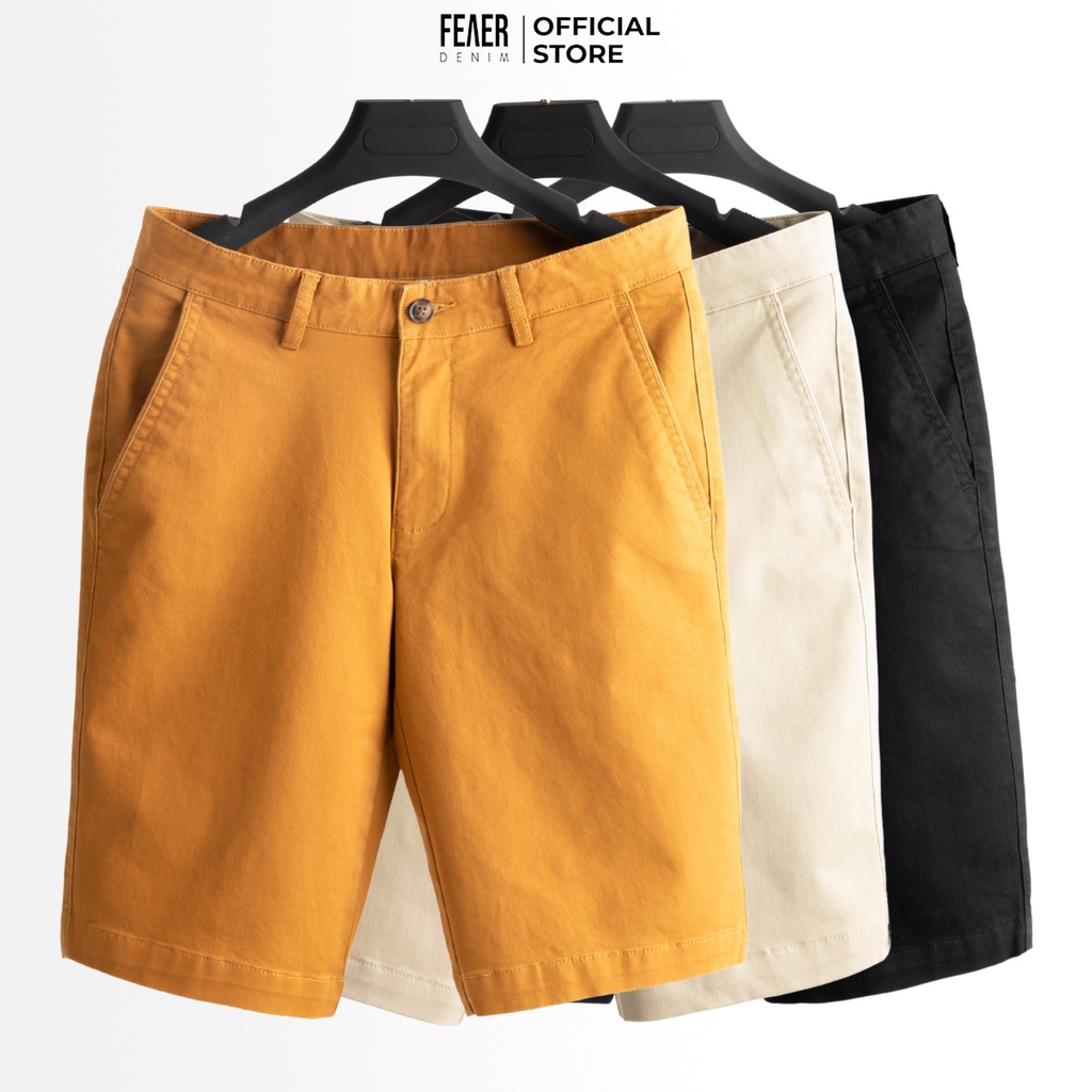 Quần nam kaki short FEAER DENIM chất kaki trơn - Kaki Premium Cotton - Hàng nhập khẩu