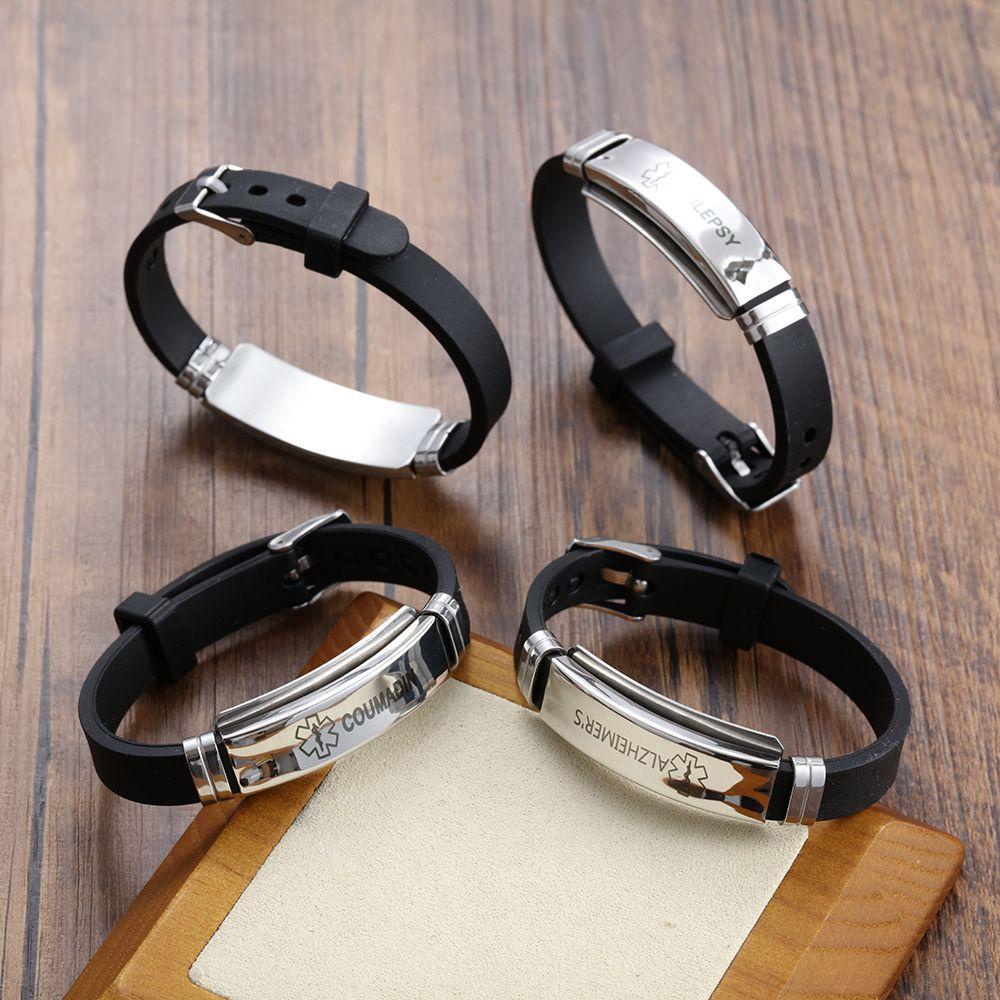 Vòng Đeo Tay Cảnh Báo Y Tế Bằng Silicone Thép Không Gỉ