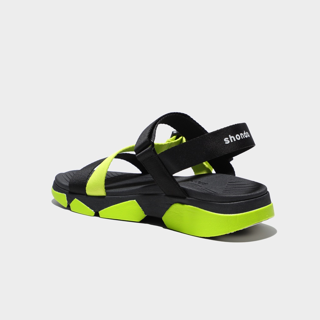 Giày Sandals Nam Nữ Shondo F7 Track Đen Đế Xanh Dạ F7T4010