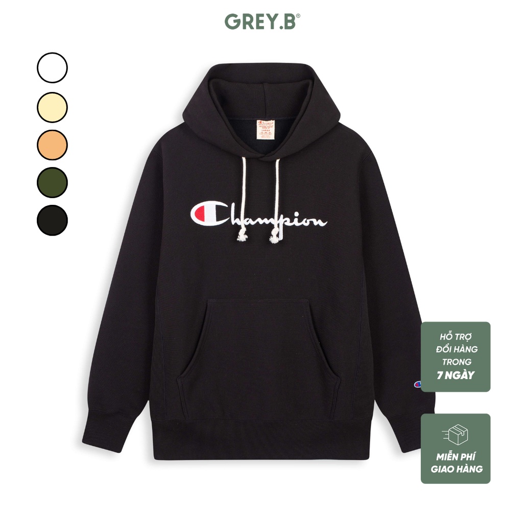 Áo Nỉ Champion Biglogo Hoodie GREYB Unisex Phong Cách Hàn Quốc