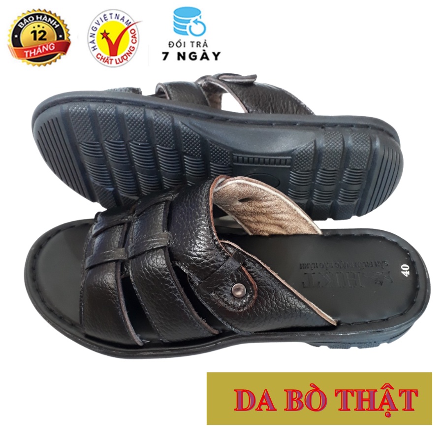 Dép Nam Da Bò Thật Cao Cấp HKT Shop DN496