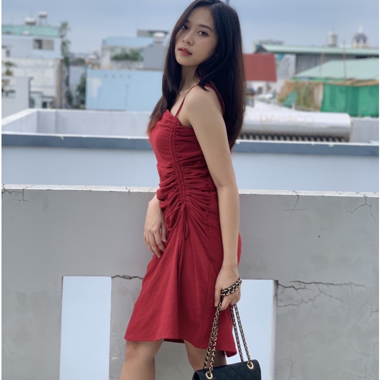 Váy Đầm Ôm Body Nữ 2 Dây Rút Eo Quyến Rũ Tôn Dáng Kiểu Mới