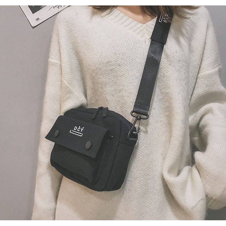 Túi Tote Đeo Chéo Nam Nữ Unisex Ulzzang Thời Trang Vải Canvas Thêu Chữ DCY, T007