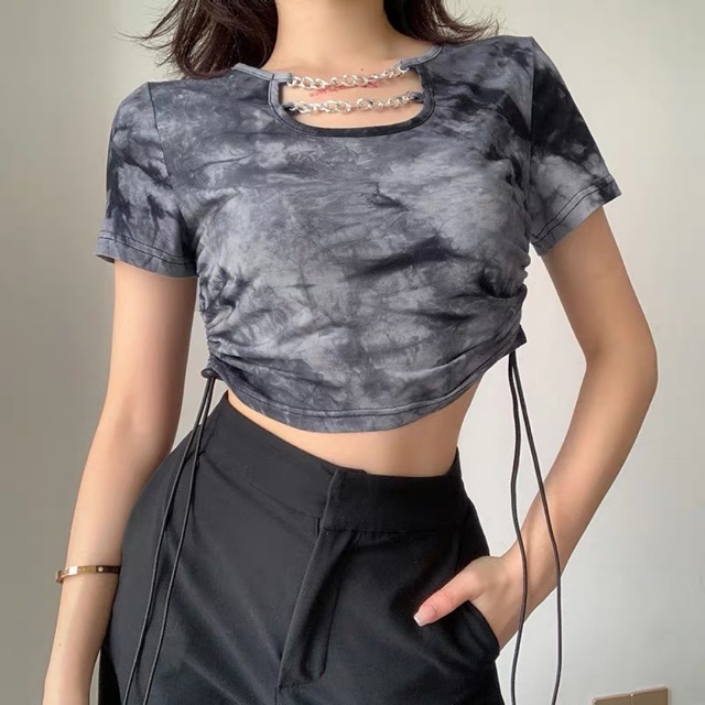 Áo croptop xám