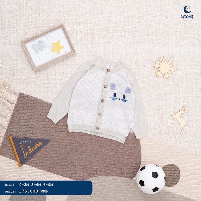 [ MOON ] Áo len lông cừu cài thẳng Moon cho bé từ 0-9M