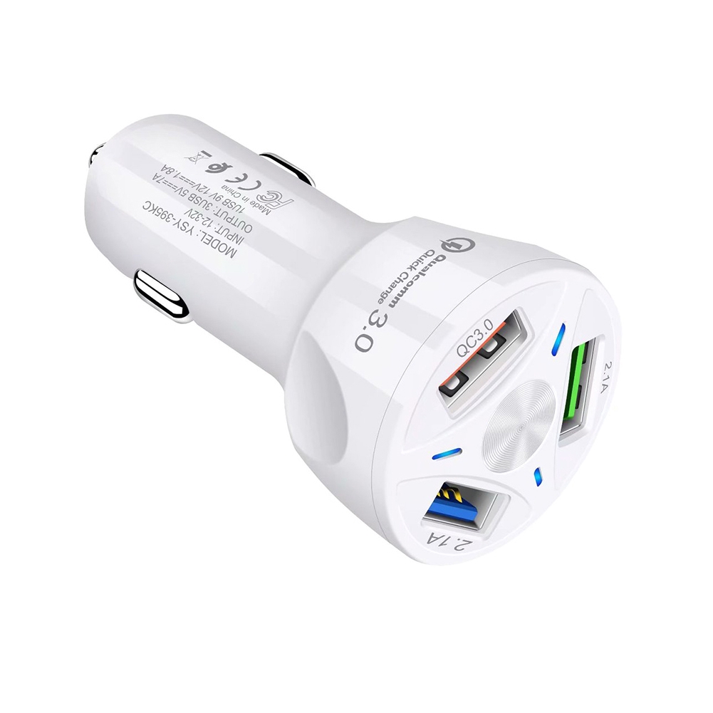 Cóc sạc điện thoại 3 cổng USB 3A hỗ trợ sạc nhanh đa năng cho xe ô tô