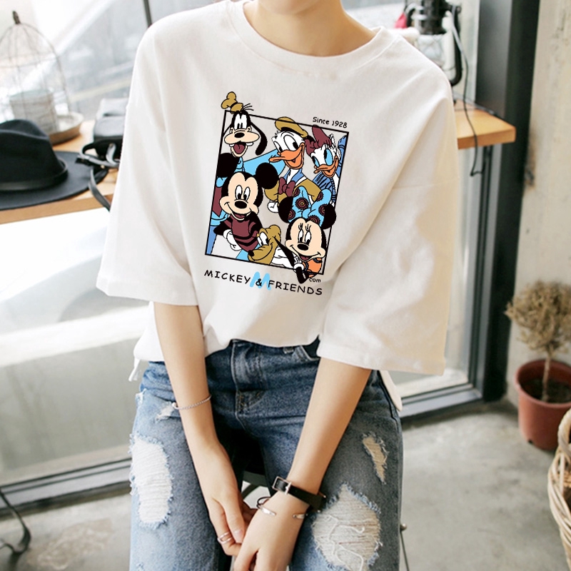 NRVP Áo thun trắng ngắn tay dáng rộng thời trang mùa hè 2020 cho nữ