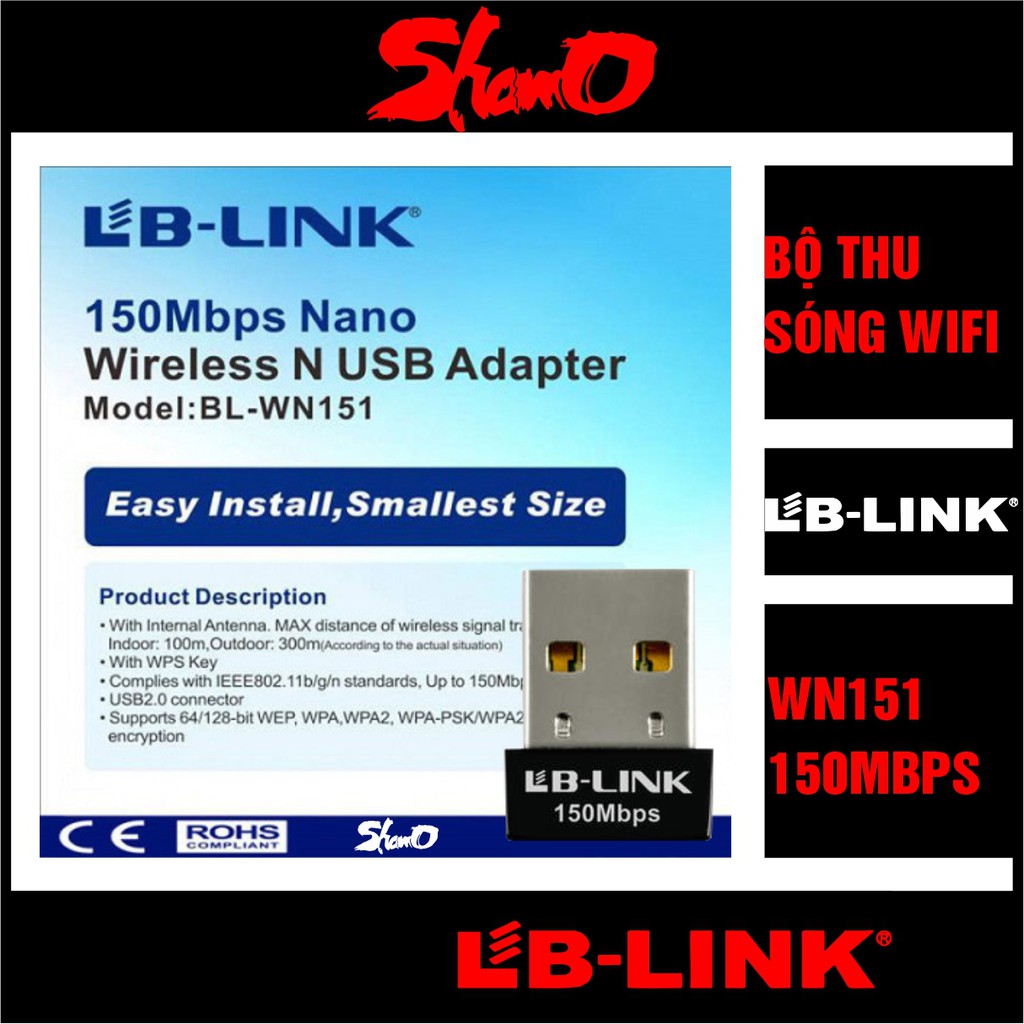 Bộ thu sóng Wifi LBLINK 150Mbps – BL-WN151 – Chính Hãng LB-Link – Bảo hành 24 tháng – Tốc độ truyền tải không dây 150Mbp