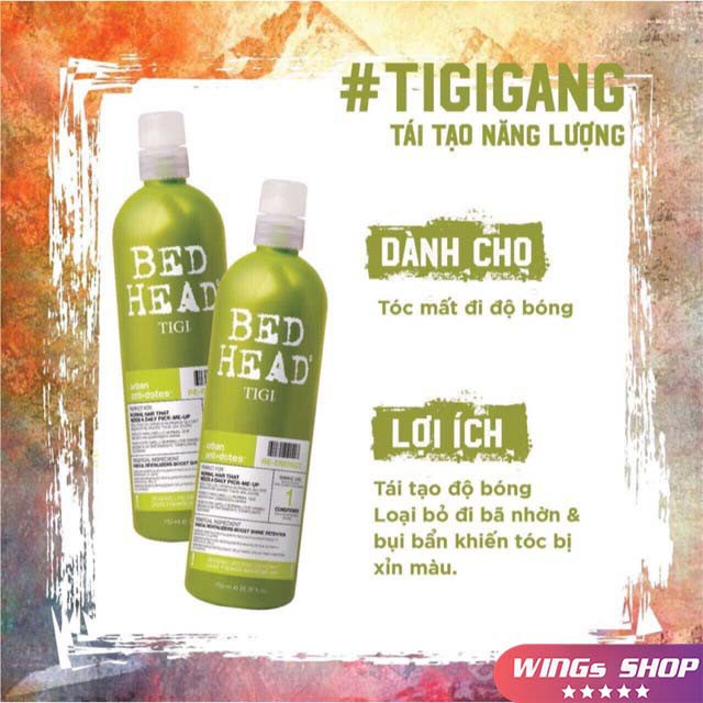 🛑Cặp Dầu Gội Xả TIGI Xanh Lá 750ML 🛑FreeShip🛑 Phục Hồi Tóc Hư Tổn, Yếu, Giảm Bết Tóc, Hương Trái Cây| Hàng Chính Hãng