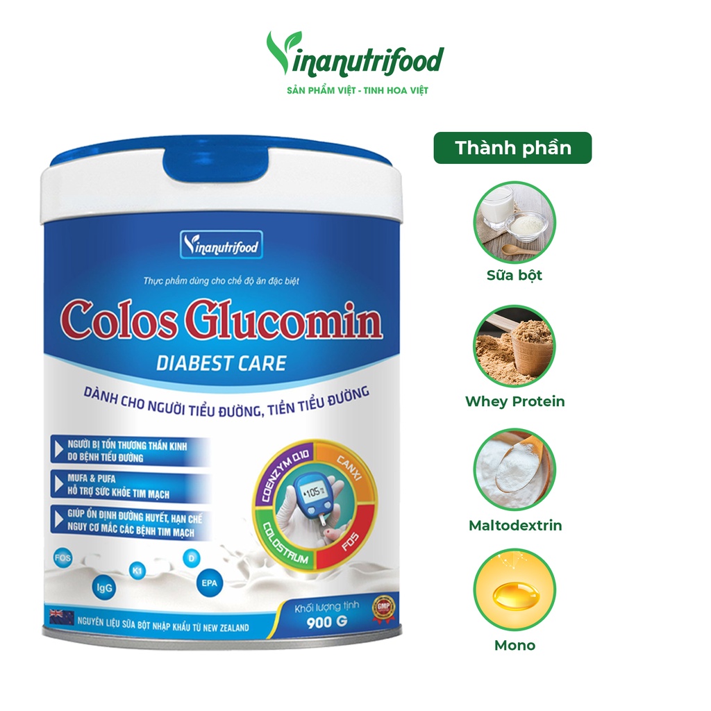 Sữa bột Colos Glucomin Diabest Care Vinanutrifood sản phẩm dành cho người tiểu đường chuyên biệt, phục hồi sức khỏe 900g