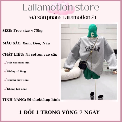 Áo nỉ sweater hoodie đôi nam nữ thời trang trẻ chữ PAEAN hàng quảng châu cao cấp co dãn from rộng hot LALLAMOTION 21 | BigBuy360 - bigbuy360.vn