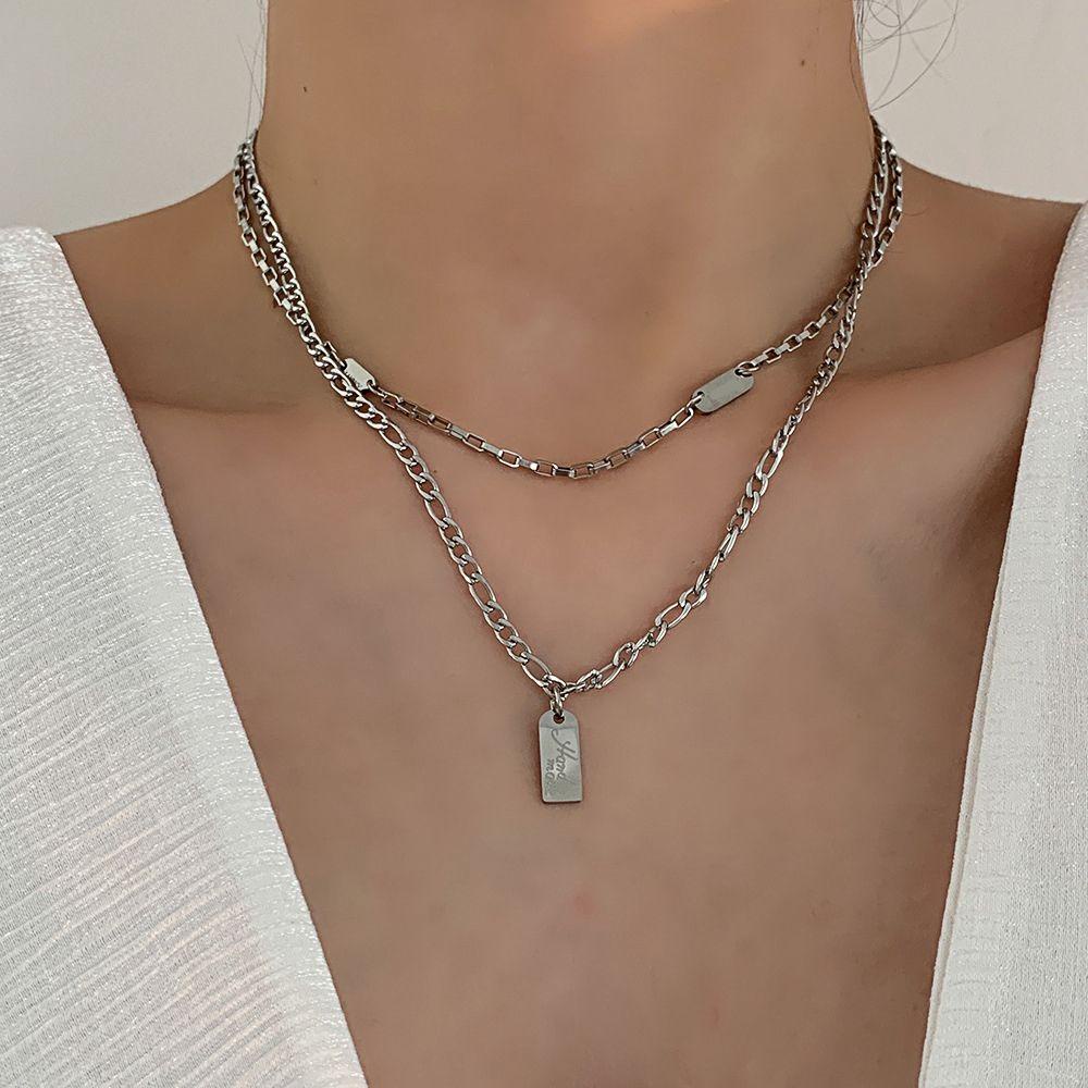 Vòng Cổ Hai Lớp Phong Cách Hiphop Thời Trang Hàn Quốc Cho Nam Và Nữ