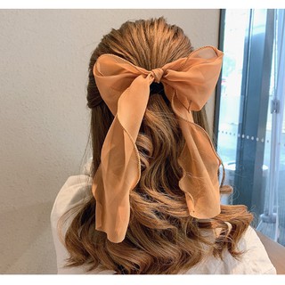 Dây Cột Tóc Nơ Dài Nhiều Màu Xinh Xắn Phong Cách Hàn Quốc.