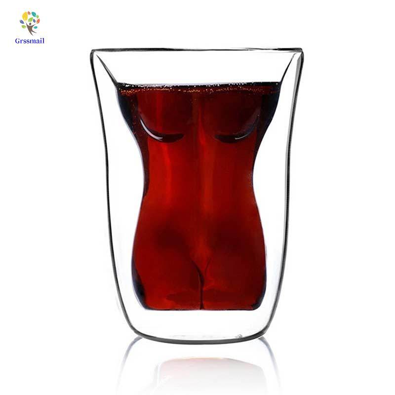 Fashion 140-160ml Double Glass Cups Crystal Men Women Body Shape Couple Mug Vodka Shot Wine Glassware Lovers Gift