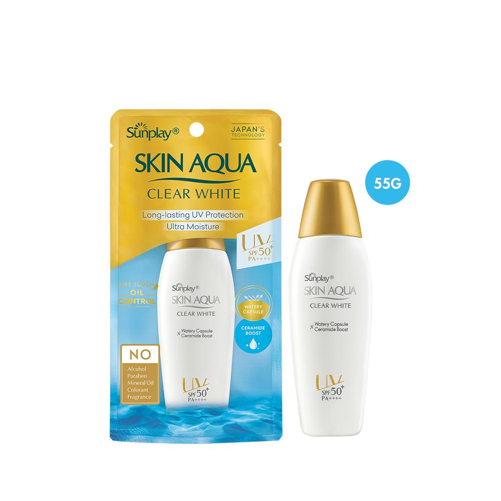 Sữa chống nắng hằng ngày dưỡng trắng cho da dầu Sunplay Skin Aqua Clear White SPF 50+ PA++++ 55g