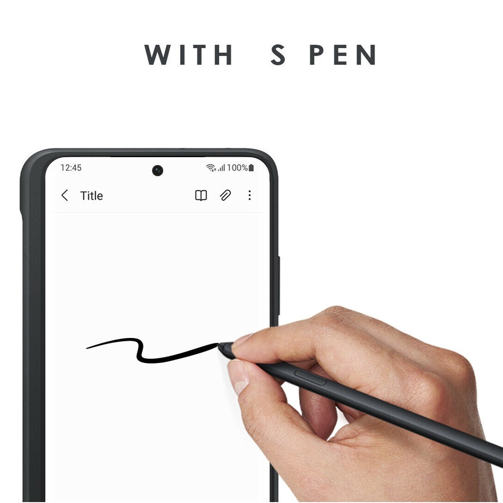Ốp Điện Thoại Silicon Chính Hãng Mới Với Ngăn Đựng Bút S PEN Tương Thích Với SAMSUNG Galaxy S21 Ultra 5G Black Genuine SPEN S-PEN