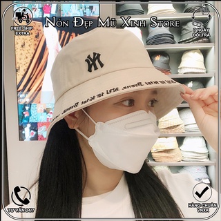 Nón mlb bucket vải cotton nhập hàn quốc, mũ thời trang màu ngọc trai,đen nón free size