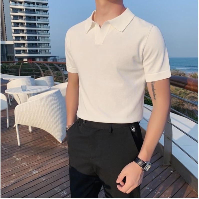Áo thun nam POLO trơn vải cá sấu cotton cao cấp ngắn tay cực sang trọng