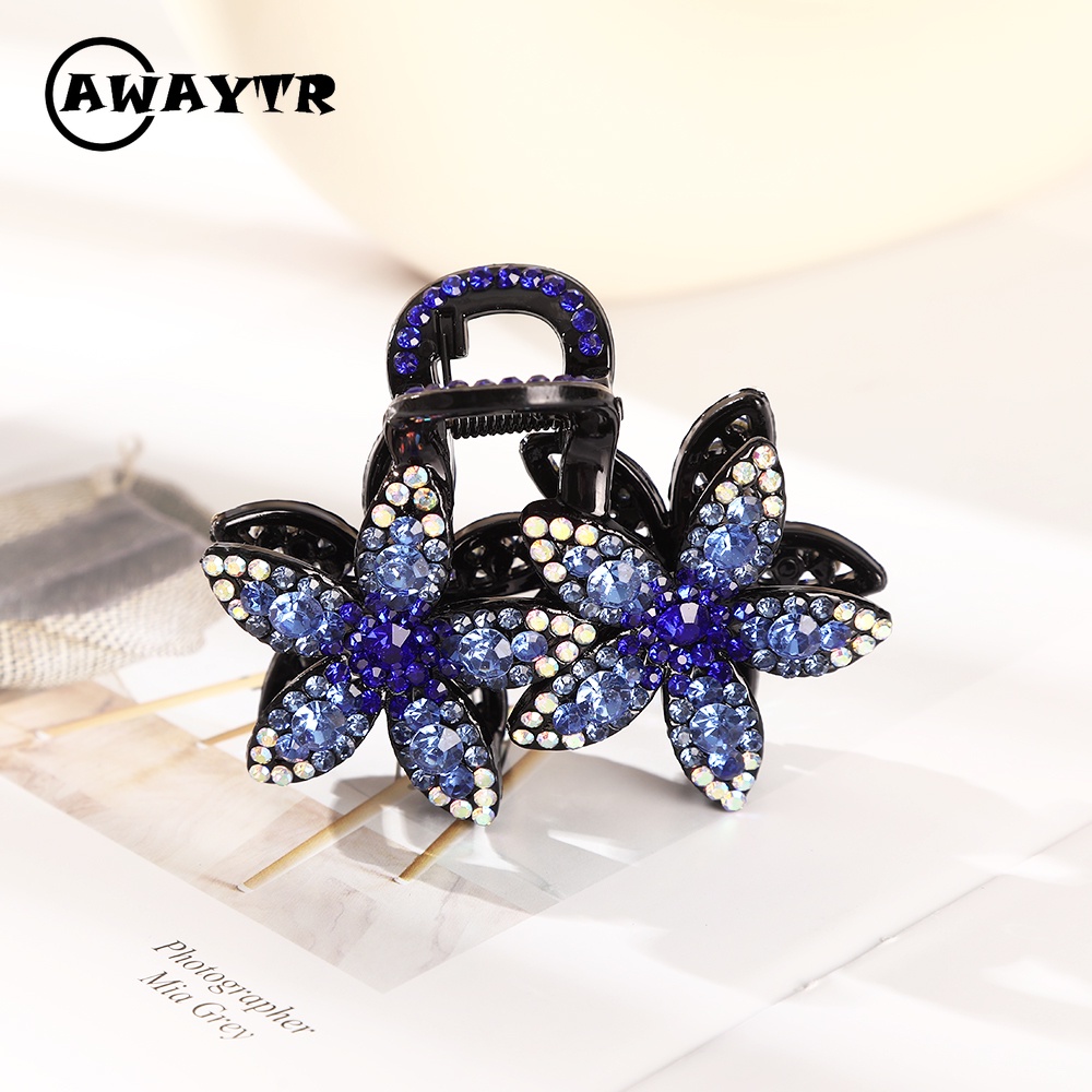 Kẹp Tóc Hình Hoa Đính Đá Hai Lớp Màu Sắc Thanh Lịch Phong Cách Retro Hàn Quốc Dành Cho Nữ