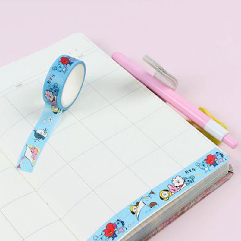 Kpop BTS BT21 Cute Washi Tape Cooky Tata Paper Masking Scrapbook Sticker DIY 5m