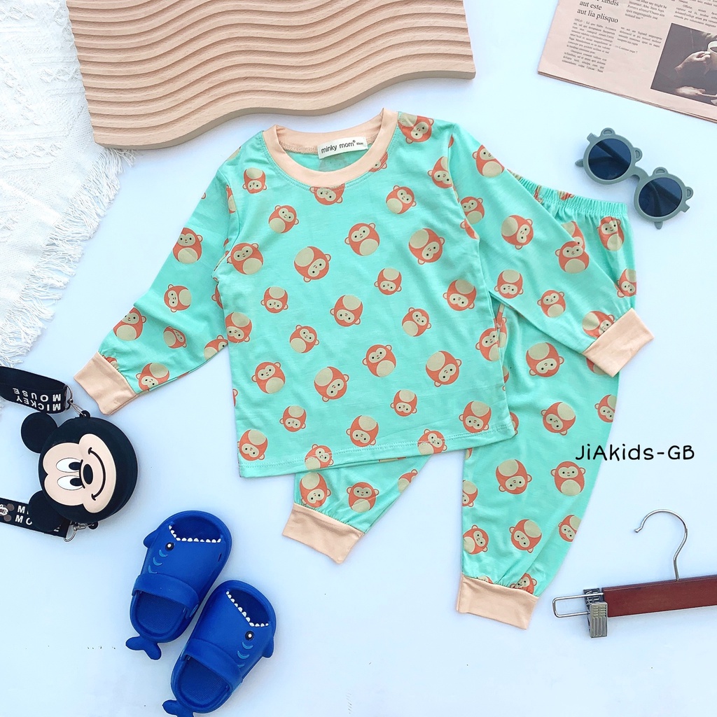 Bộ Dài Tay THUN LẠNH MINKY MOM In Hình Toàn Thân Họa Tiết Động Vật Cho Bé TD-IN60