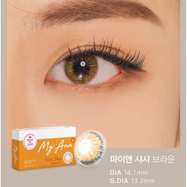 Lens Mắt Cận 1 Tháng Màu Nâu Mắt Mèo ANN365 Sha Sha Brown