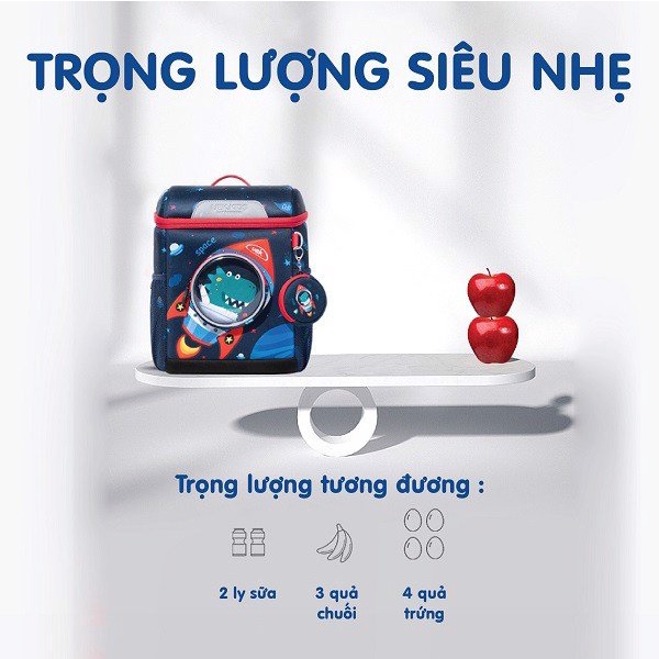 Balo UEK Dáng Hộp Mẫu Giáo Cho Bé - Hàng Chính Hãng