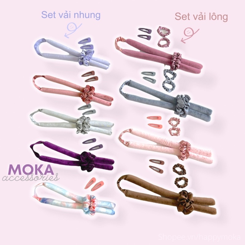 Set thanh cuốn xoăn không nhiệt mẫu mới Moka (Ảnh thật shop tự chụp)