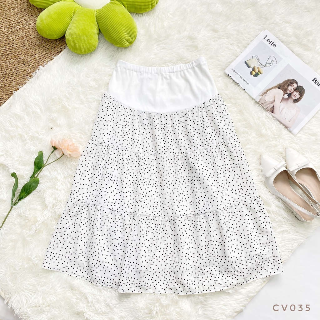 MEDYLA - Áo phông thun cotton cho bầu thoải mái mặc trong và sau sinh mặc kèm chân váy hoa xếp ly - ACT019