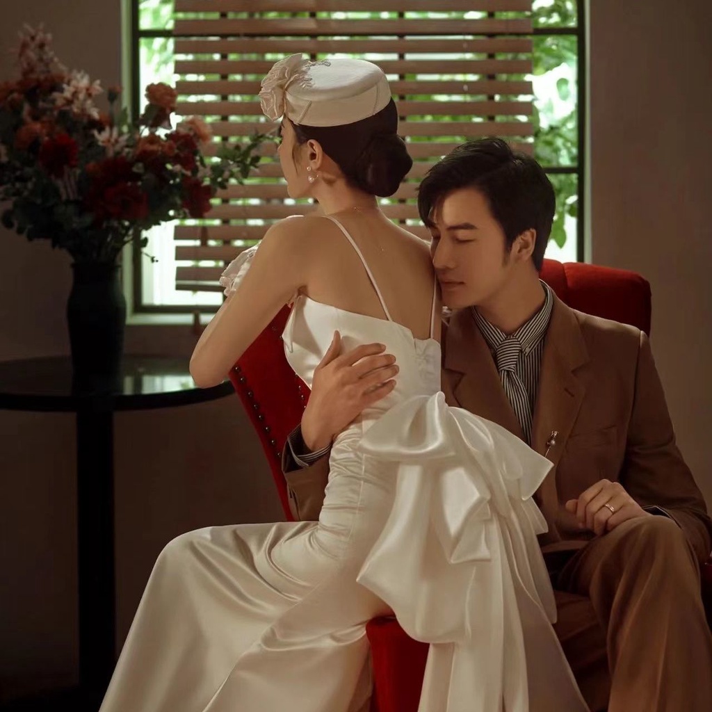 Găng Tay Vải Satin Đính Hoa Dùng Làm Đạo Cụ Chụp Ảnh Cho Cô Dâu