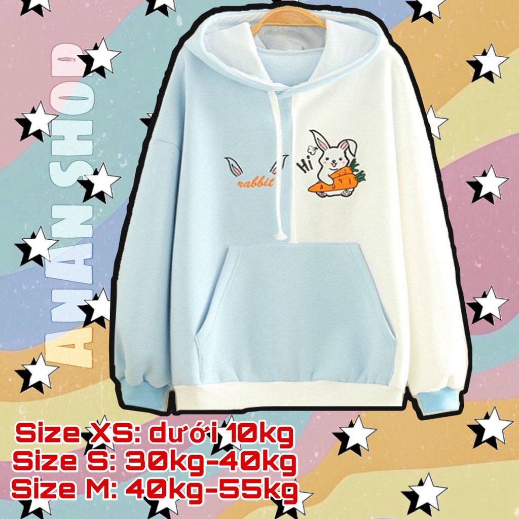 Áo hoodie  FREESHIP  Áo Khoác Hoodie Thun Nỉ Unisex in hình Thỏ Rabbit Cute Chất Vải Nỉ Cao Cấp - FreeSize dưới 55Kg