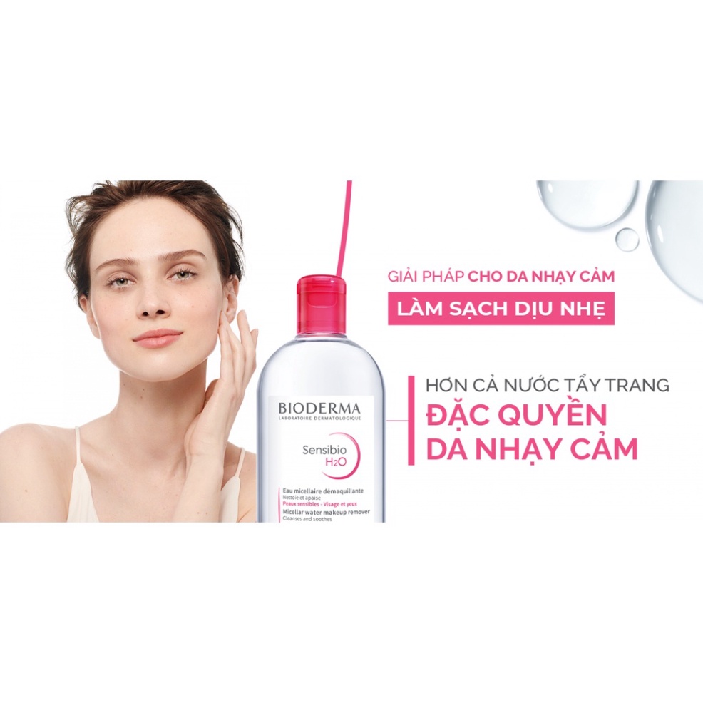 Nước Tẩy Trang Bioderma Dành Cho Da Nhạy Cảm Sensibio H20 500ml Dành Cho Da Dầu &amp; Hỗn Hợp Sébium NHẬP KHẨU CHÍNH HÃNG