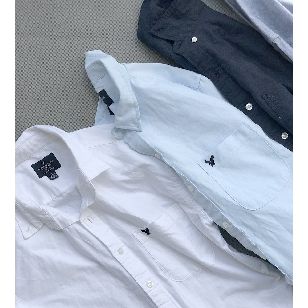 Áo sơ mi Oxford nam tay dài American Eagle Cao Cấp màu xám tiêu vải dày mịn xuất khẩu Bắc Mỹ