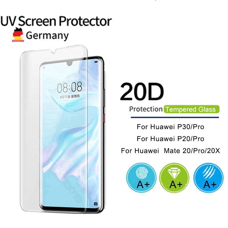 Kính Cường Lực Toàn Màn Hình Cong 20D Huawei P40 P30 P20 Mate 30 20 Pro 20X